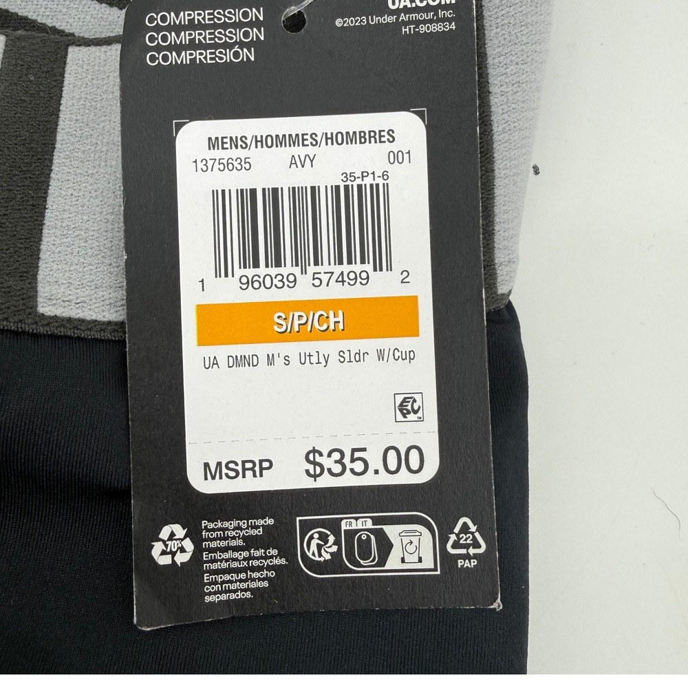 NWT Under Armour Mens Compression‎ Leggings with cup Black HeatGear Size Small - Picture 4 of 8